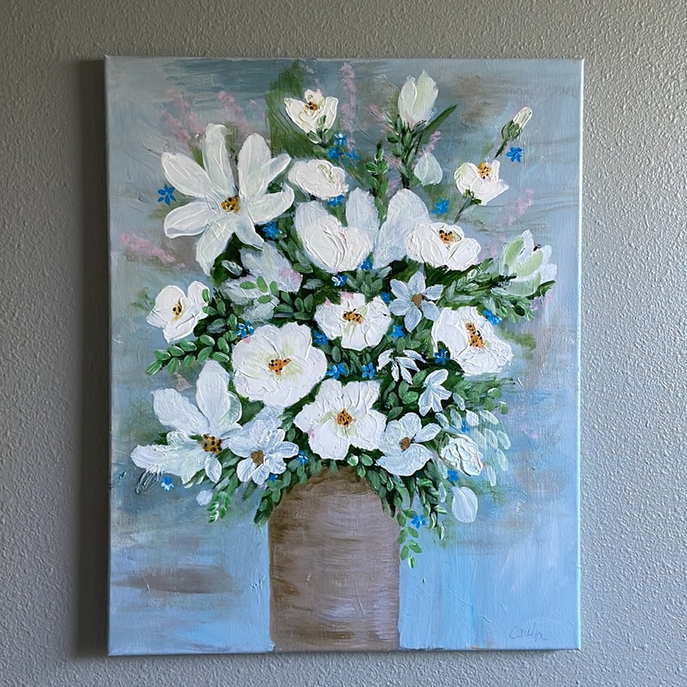 Gorgeous Acrylic Floral Painting Art on Canvas 16x20
